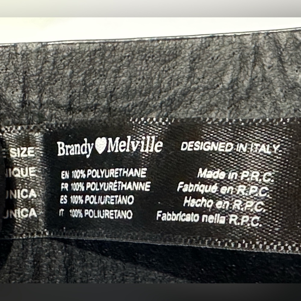 Brandy Melville Belt Black Faux Leather Double Holes One Size Silver Buckle - Picture 3 of 16